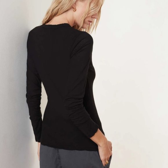 James Perse Long Sleeve Crew Neck Tee in Black - Picture 3 of 8